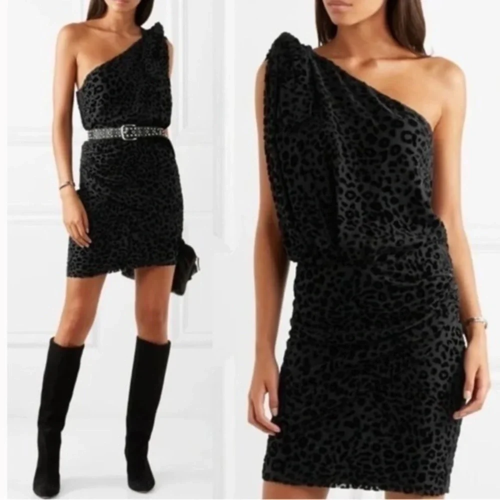 New IRO Moon Animalier Crepe Black Mini Cocktail Dress NWT - Picture 1 of 7